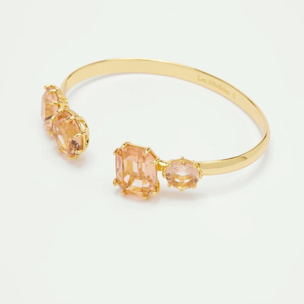 🇫🇷 Les Nereides Apricot pink diamantine 4 stone bangle bracelet- NIB